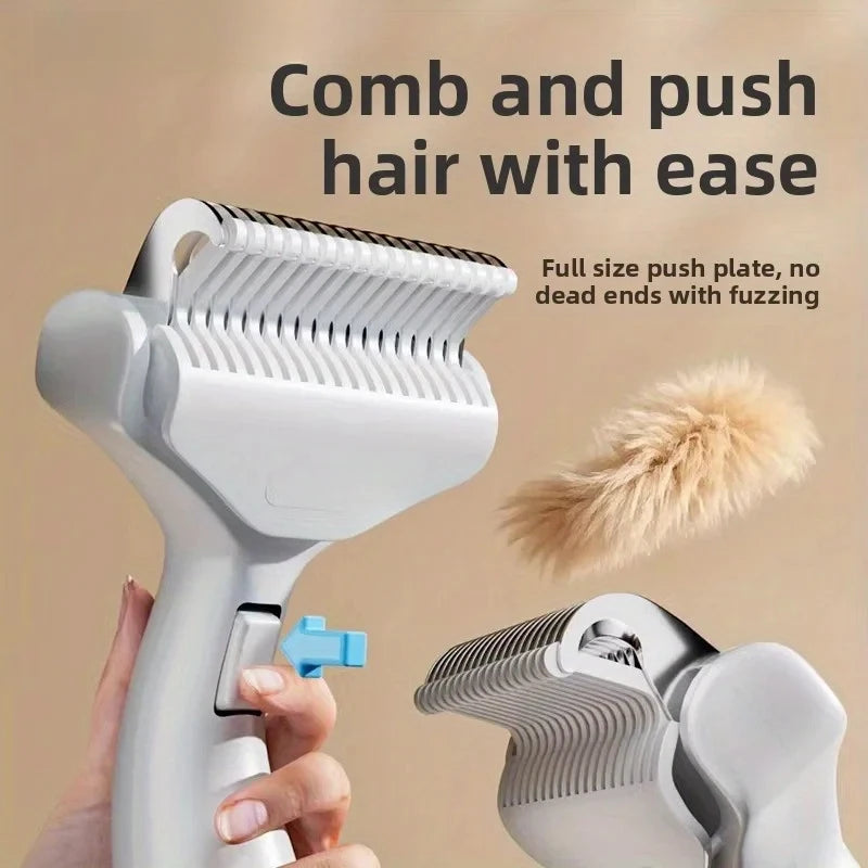 Pet Hair Knot Comb Cat Specific Hair Removal Comb Stainless Steel Cleaning Brush Press the Button to Remove Comb Hair