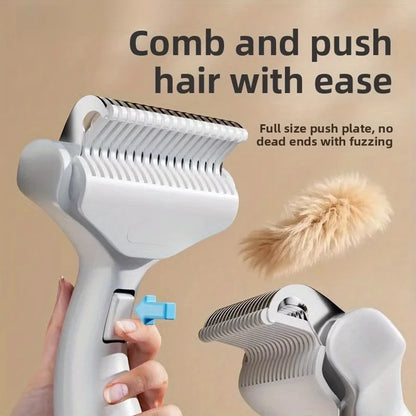 Pet Hair Knot Comb Cat Specific Hair Removal Comb Stainless Steel Cleaning Brush Press the Button to Remove Comb Hair