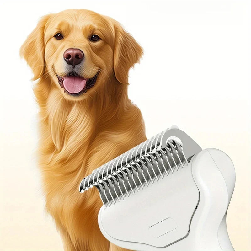 Pet Hair Knot Comb Cat Specific Hair Removal Comb Stainless Steel Cleaning Brush Press the Button to Remove Comb Hair