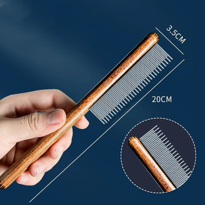 Cat Comb Stainless Steel Pet Hair Remover Wooden Handle Cat Hair Comb Pet Grooming Massage Dog Brush Cleaning Tool Pets Supplies