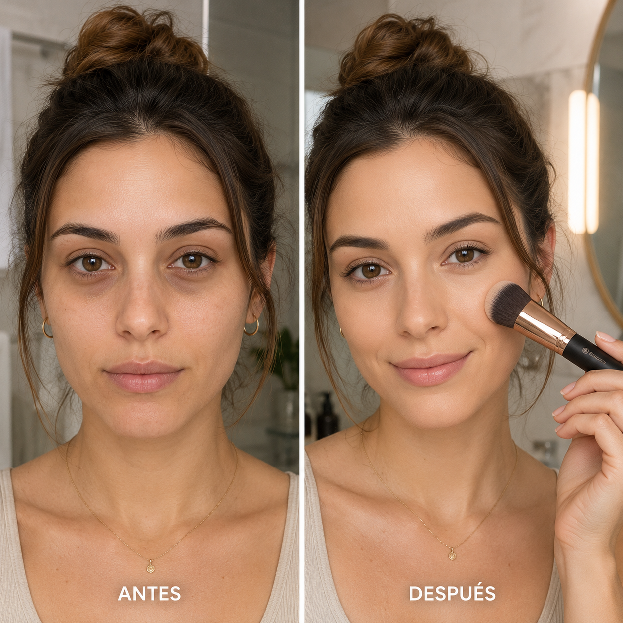 Set de 2 Brochas Kabuki Profesionales – Plana y Angulada para Base, Polvo y Contorno