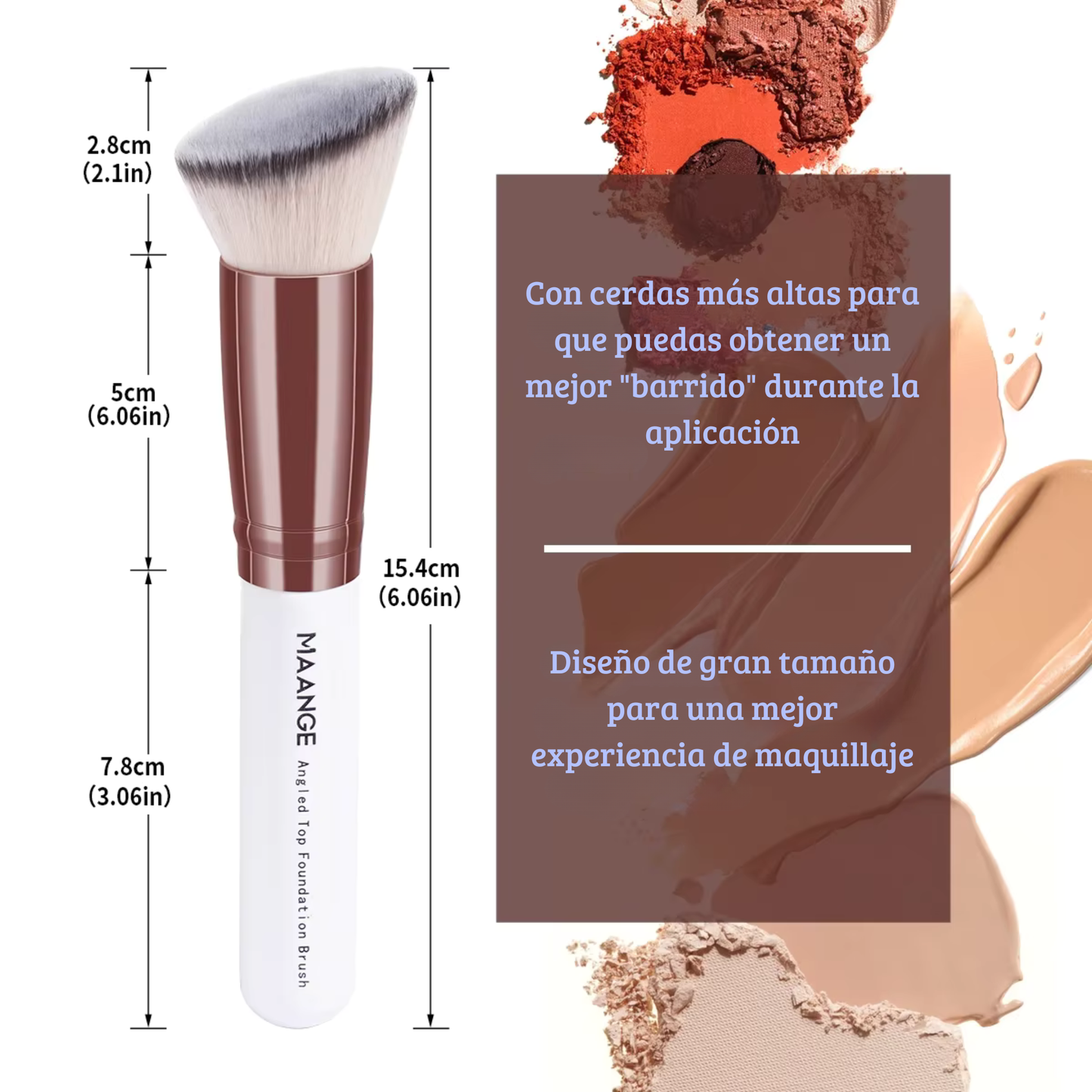 Set de 2 Brochas Kabuki Profesionales – Plana y Angulada para Base, Polvo y Contorno