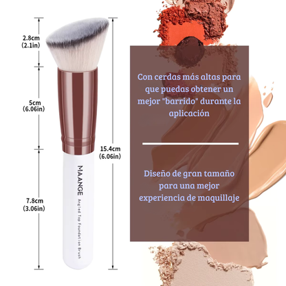 Set de 2 Brochas Kabuki Profesionales – Plana y Angulada para Base, Polvo y Contorno