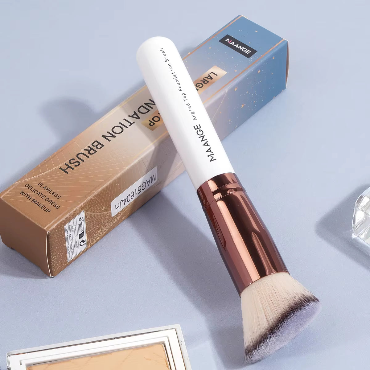 Set de 2 Brochas Kabuki Profesionales – Plana y Angulada para Base, Polvo y Contorno