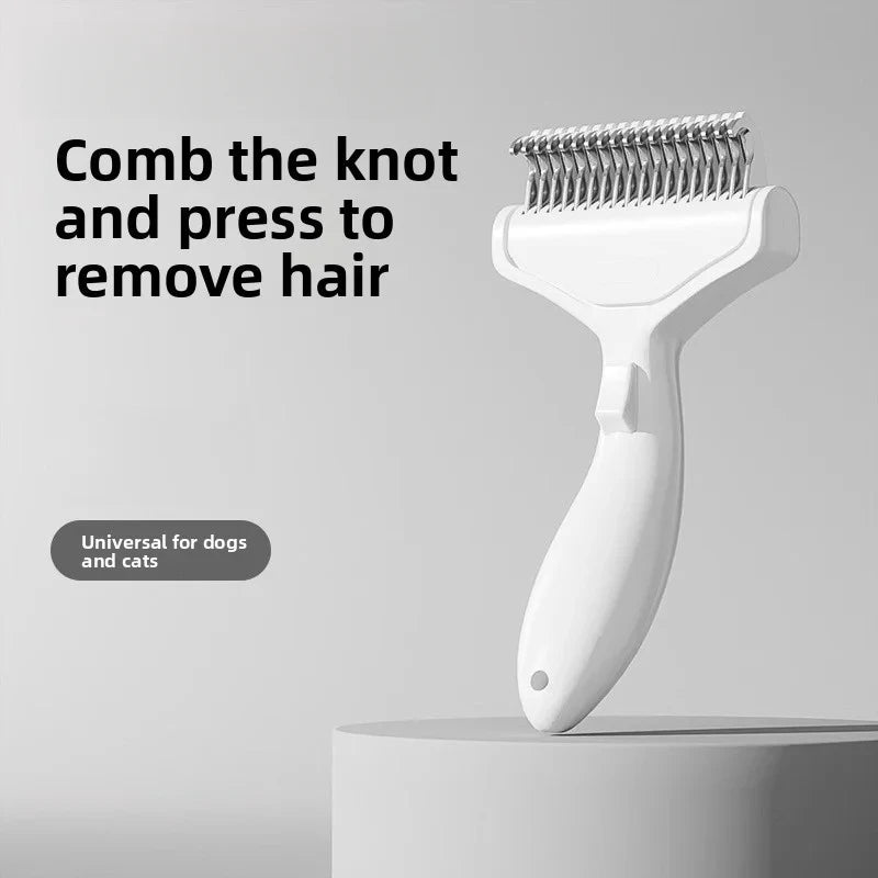 Pet Hair Knot Comb Cat Specific Hair Removal Comb Stainless Steel Cleaning Brush Press the Button to Remove Comb Hair