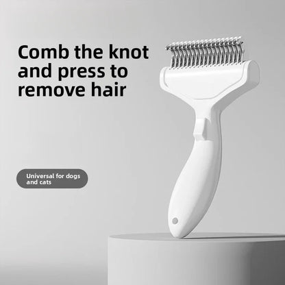 Pet Hair Knot Comb Cat Specific Hair Removal Comb Stainless Steel Cleaning Brush Press the Button to Remove Comb Hair