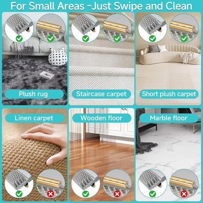 Carpet Rake for Pet Hair Removal Tool, Reusable Pet Hair Remover Broom, Dog&Cat Hair Remover Scraper Rake with 54” Adjustable Long Handle, 3 Pcs Carpet Brush Rake for Rugs, Mats, Couch, Furniture